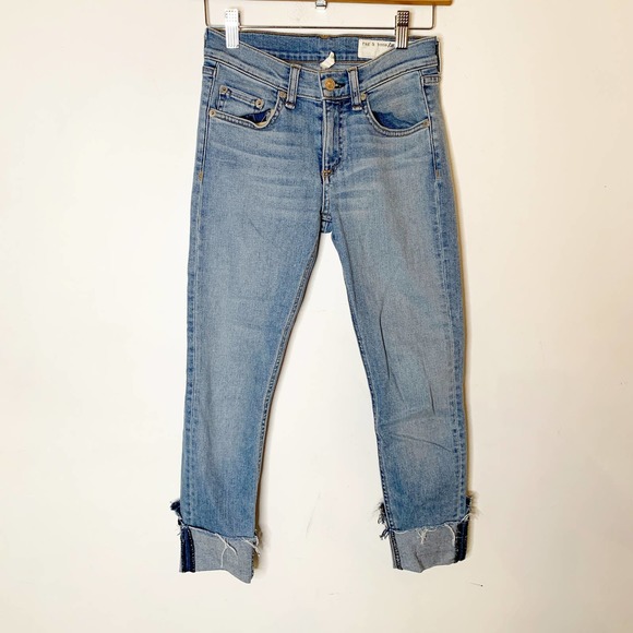 Rag & Bone Stretch Capri Jeans Button Closure Blue - Picture 2 of 8